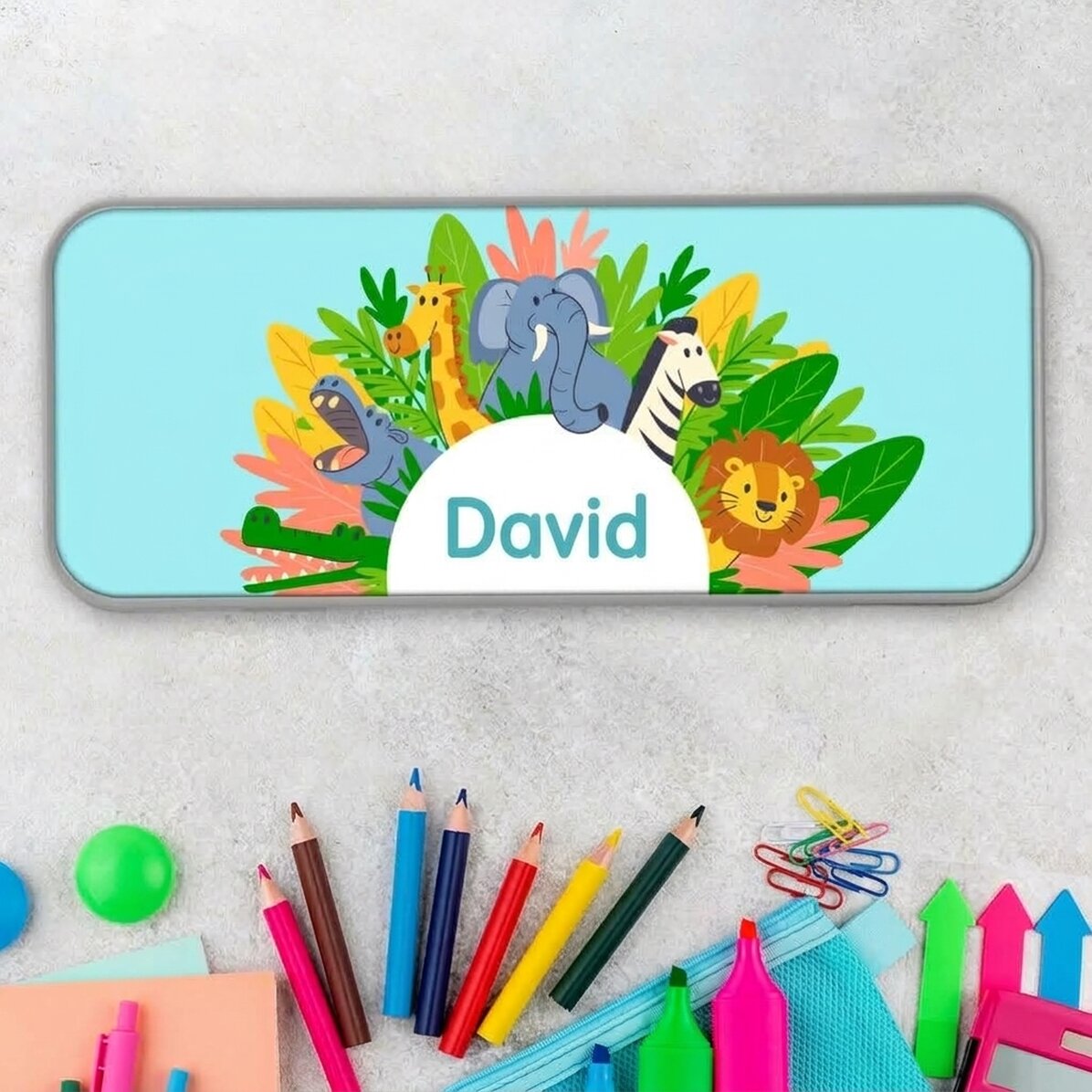 Personalizované pouzdro na tužky s nápisem – Animals