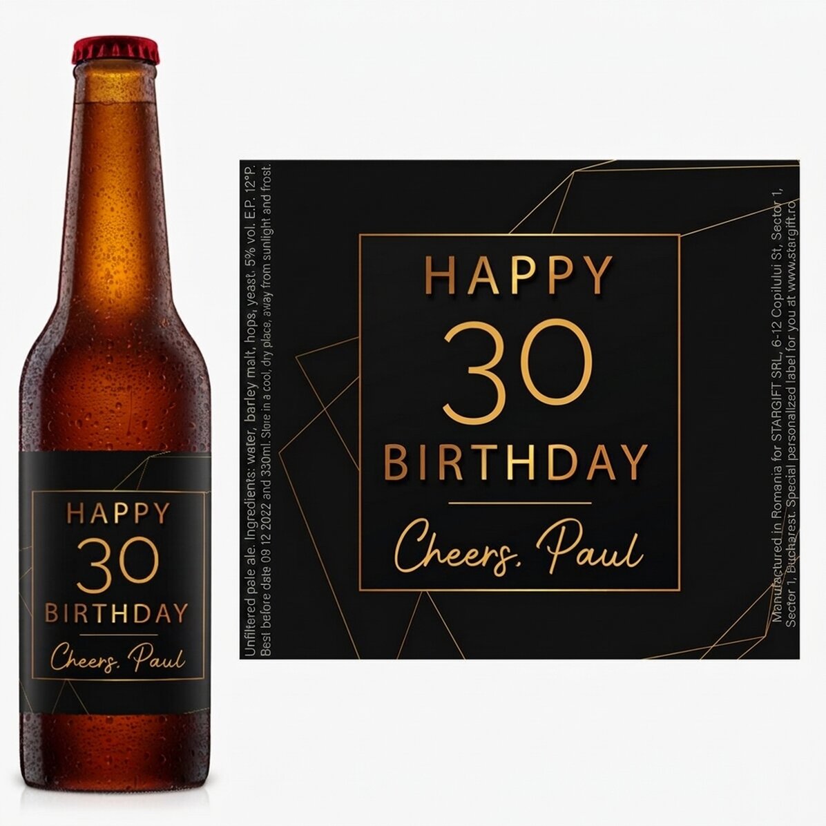 Pivo s vlastním textem – Happy birthday Gold