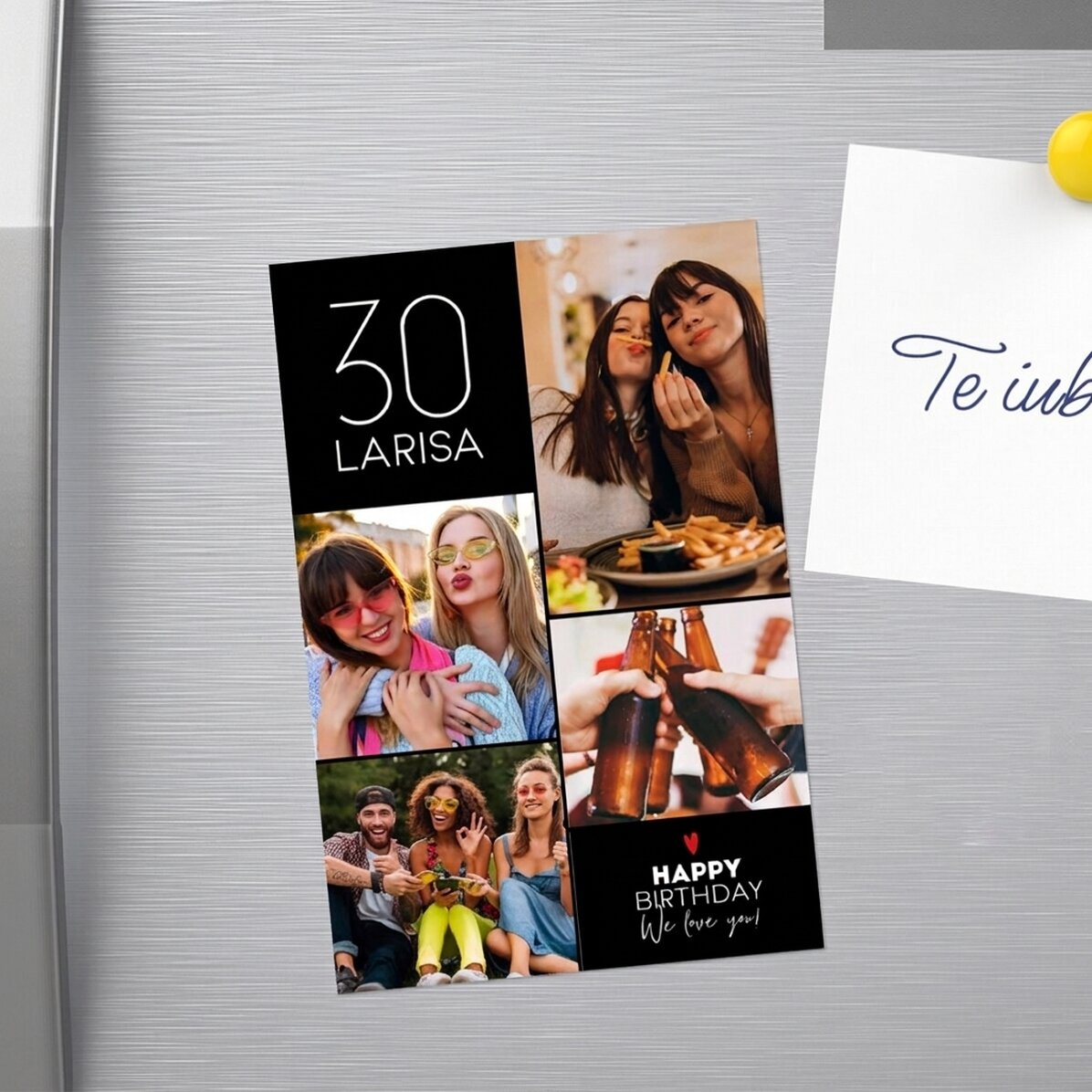 Magnet 10 × 15 cm s vlastním textem a 4 fotografiemi – Happy birthday