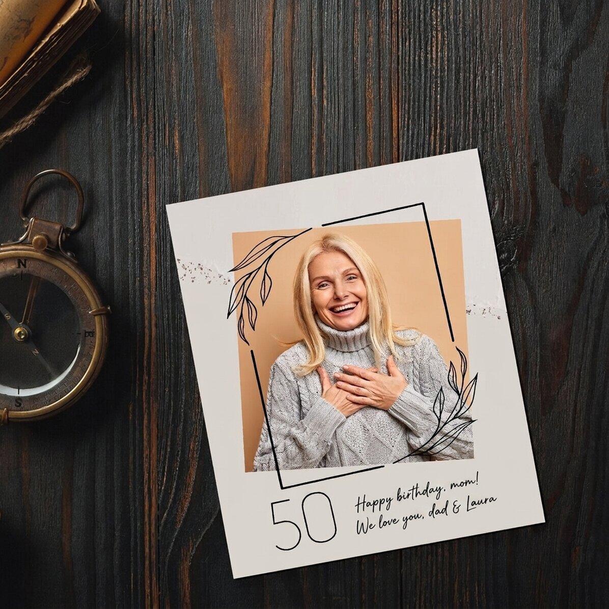 Personalizovaná fotografie 10 × 12 cm – zlaté akcenty
