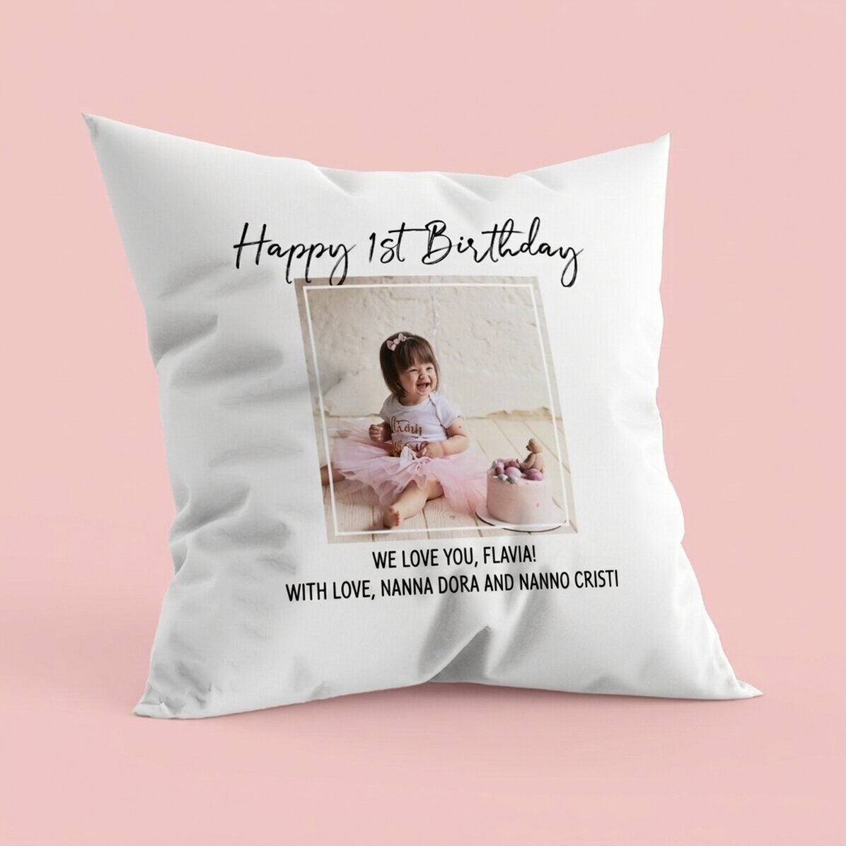 Personalizovaný polštář s fotografií a textem – Happy Birthday