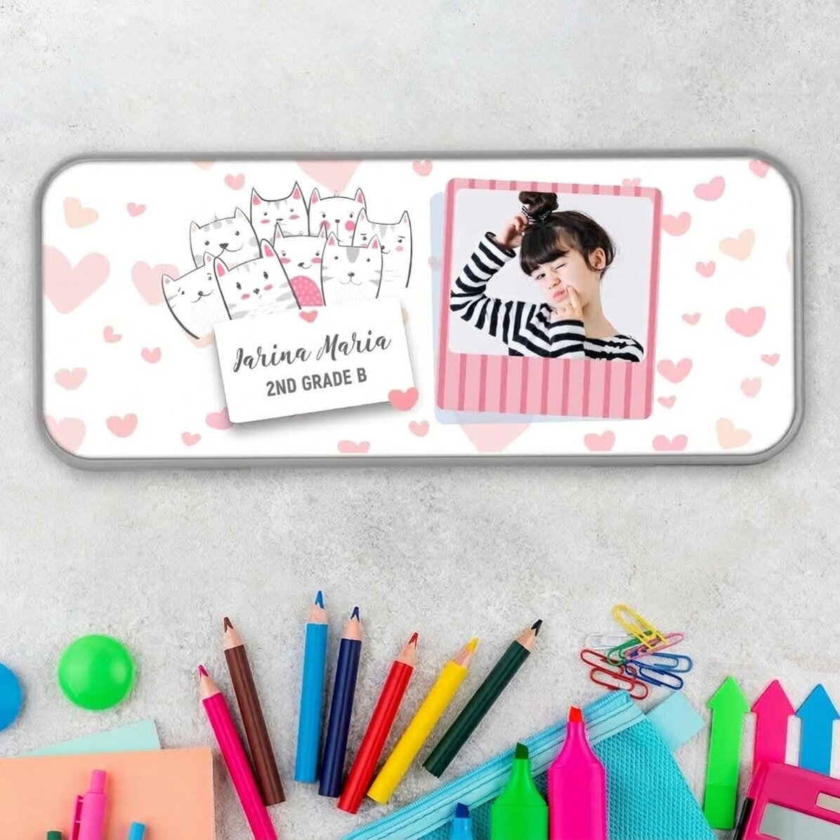 Personalizované pouzdro na tužky s fotografií a textem – Kitty