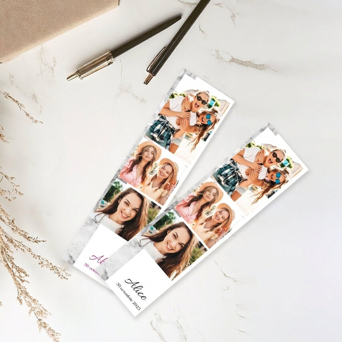 Personalizovaná záložka s textem a 3 fotografiemi