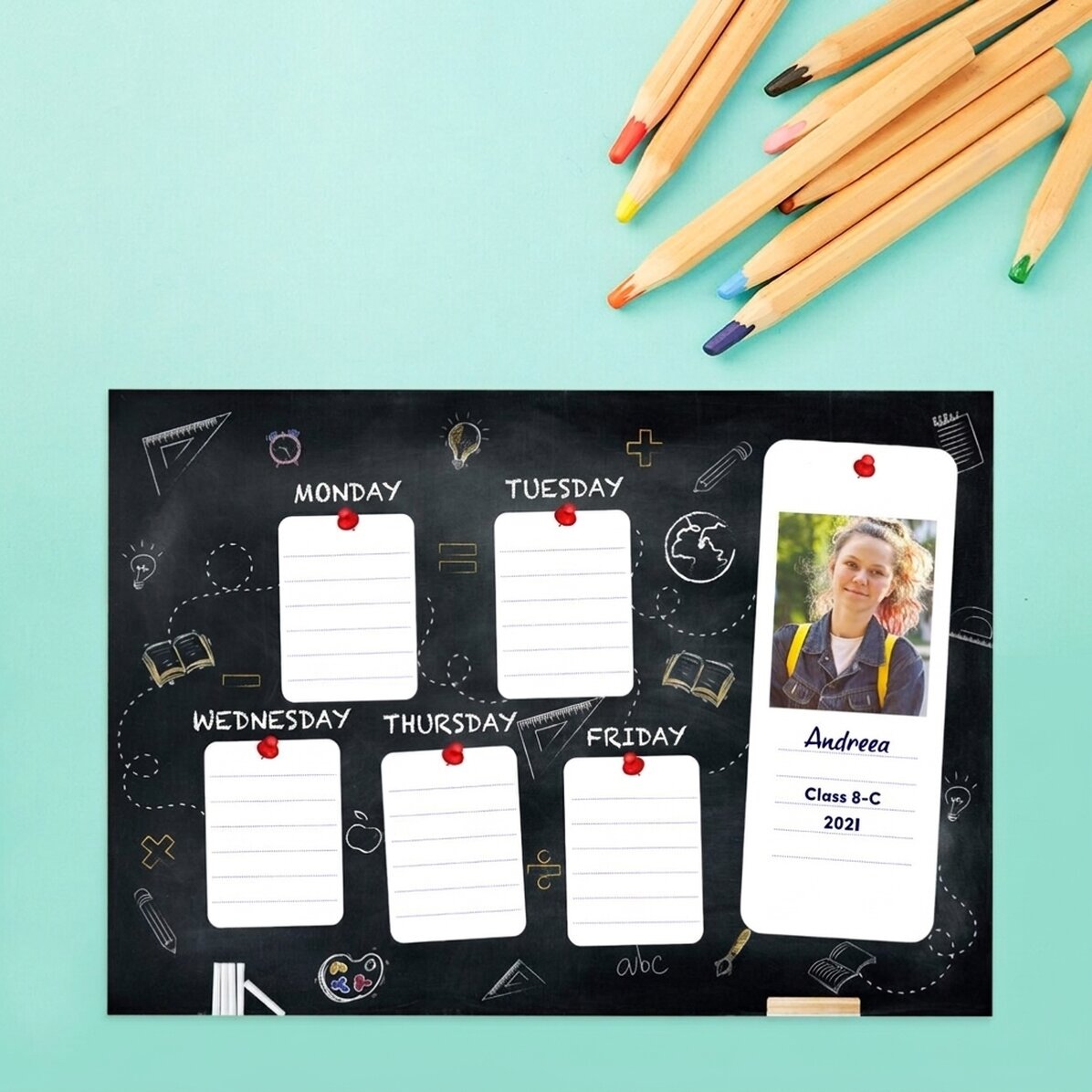 Personalizovaný rozvrh s fotografií a textem – Blackboard