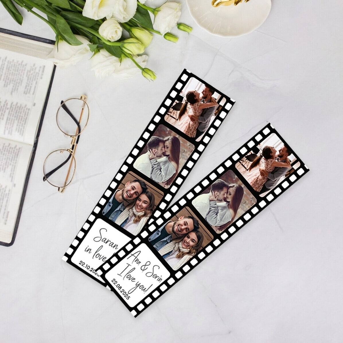 Personalizovaná záložka se 3 fotografiemi a textem – Náš příběh