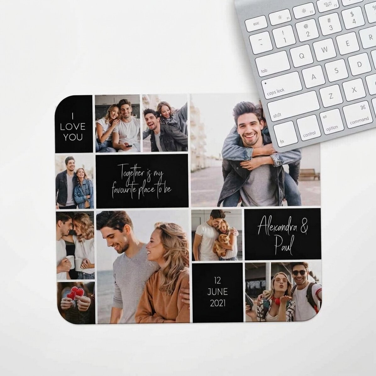 Personalizovaná podložka pod myš s 9 fotografiemi a textem – Memories