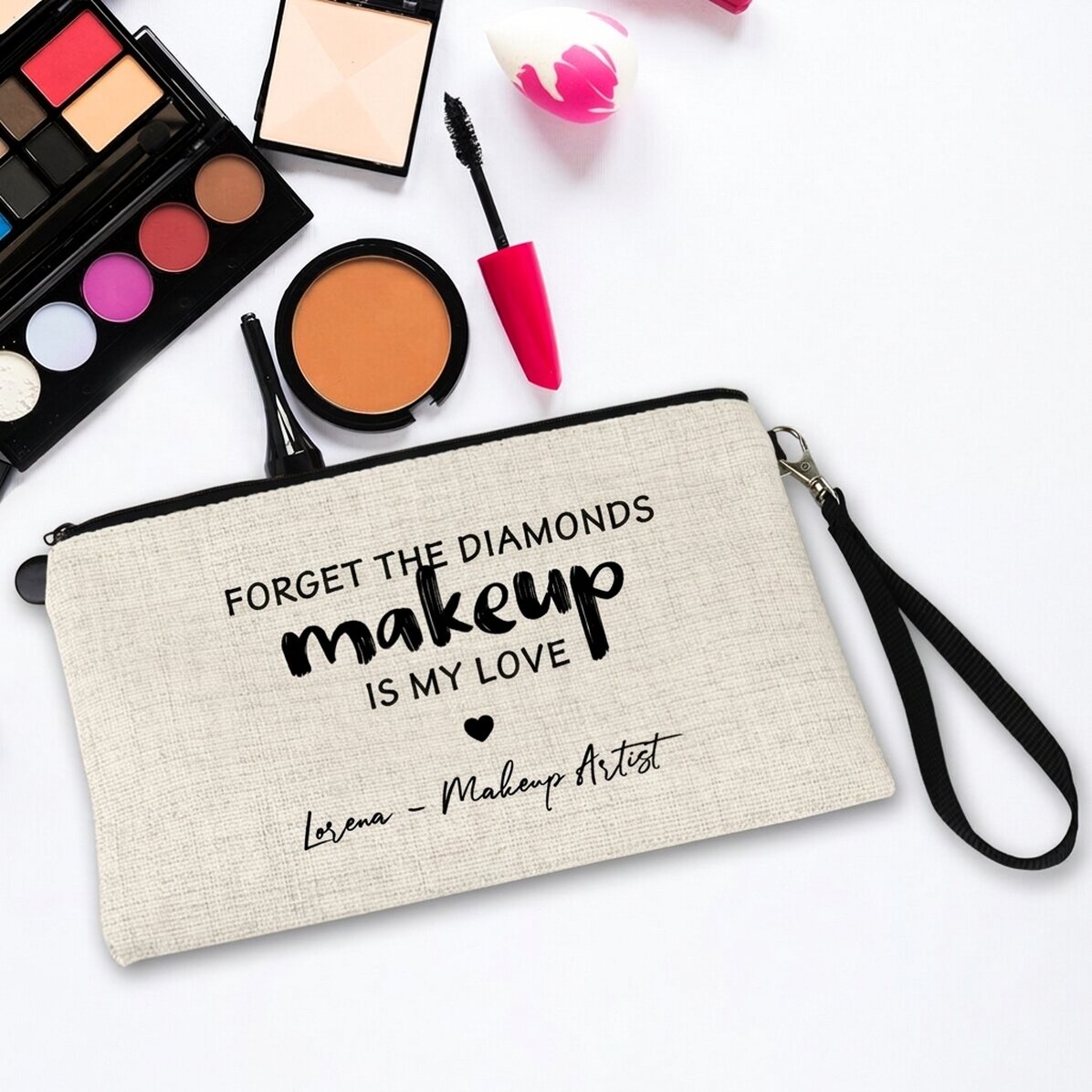 Kosmetická taštička s vlastním nápisem – I love makeup