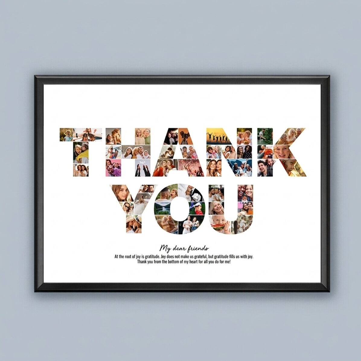 Personalizovaný obraz na šířku se 46 fotografiemi a textem – THANK YOU