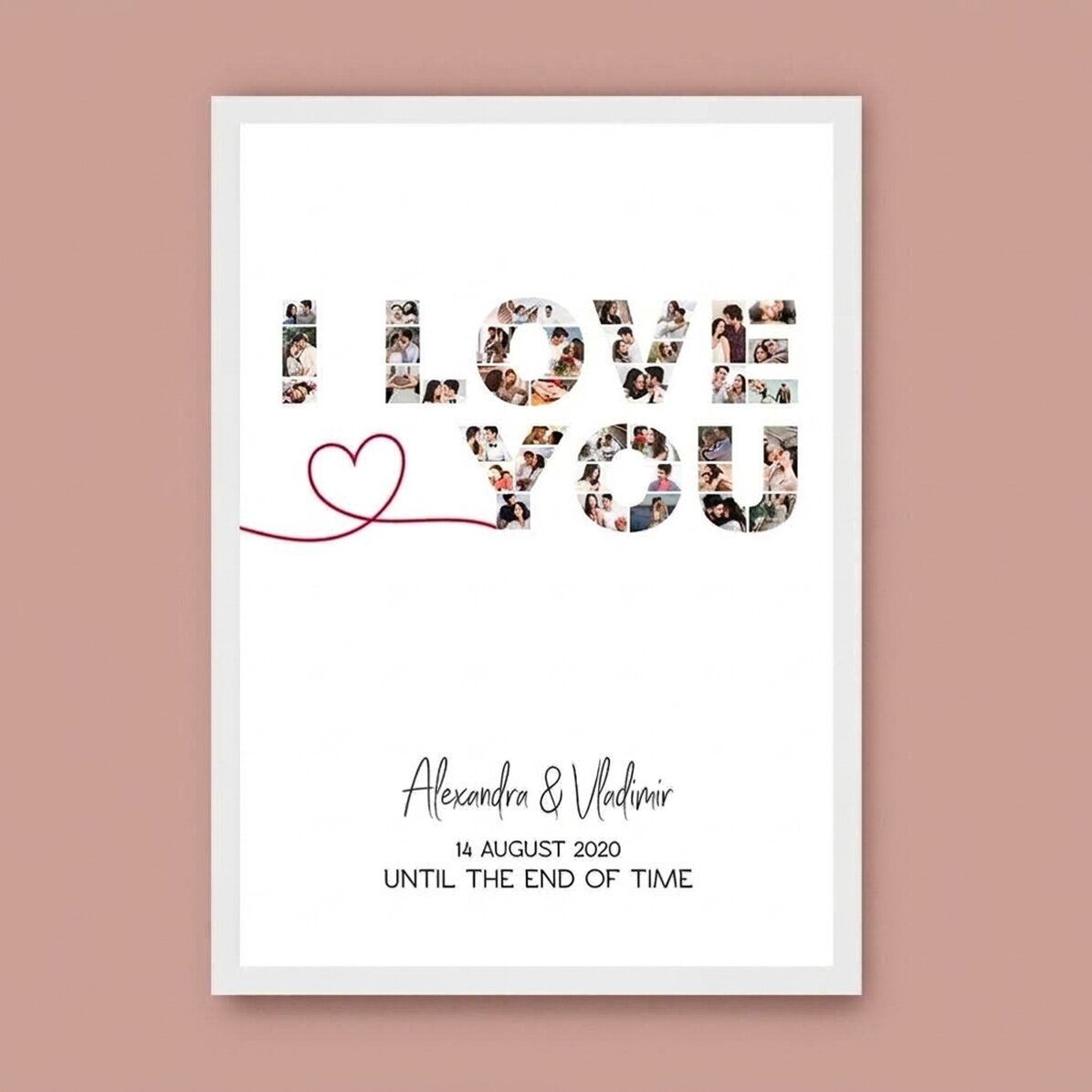 Personalizovaný obraz s 39 fotografiemi a textem – I love you