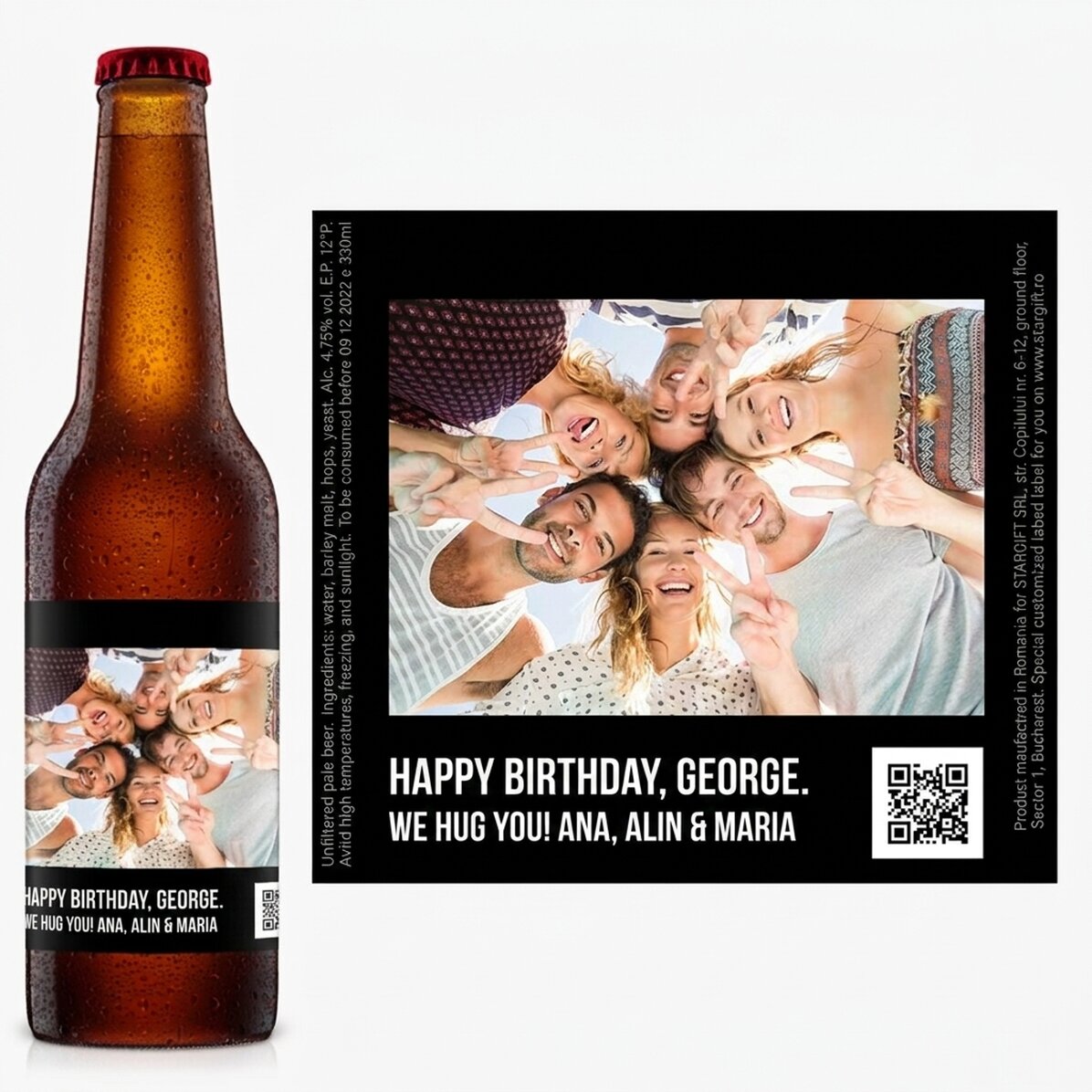 Pivo s vlastní fotografií a QR kódem