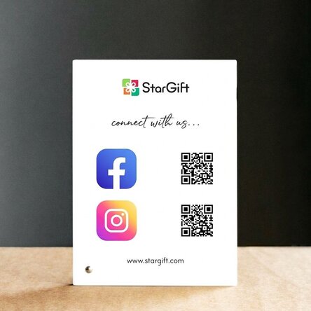 Personalizovaný stolní fotorámeček s textem a QR kódy – sociální sítě
