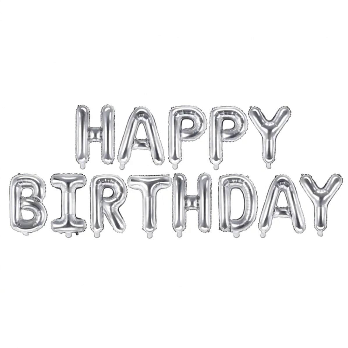 Sada balónků – Happy Birthday, stříbrné