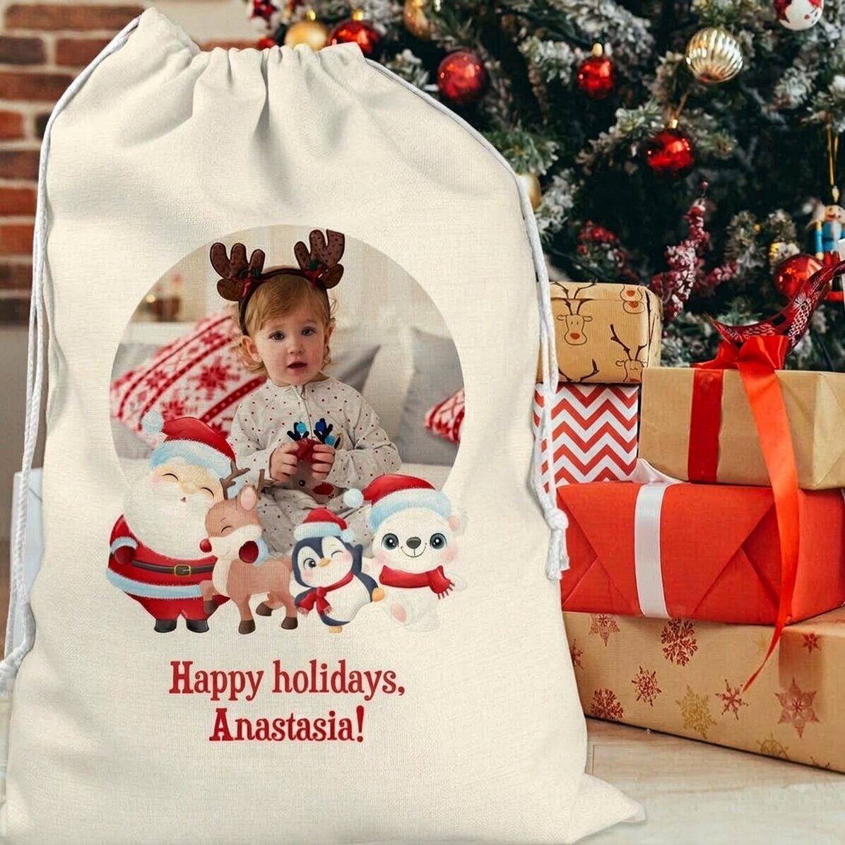 Dárková taška s vlastní fotografií a textem – Merry Christmas