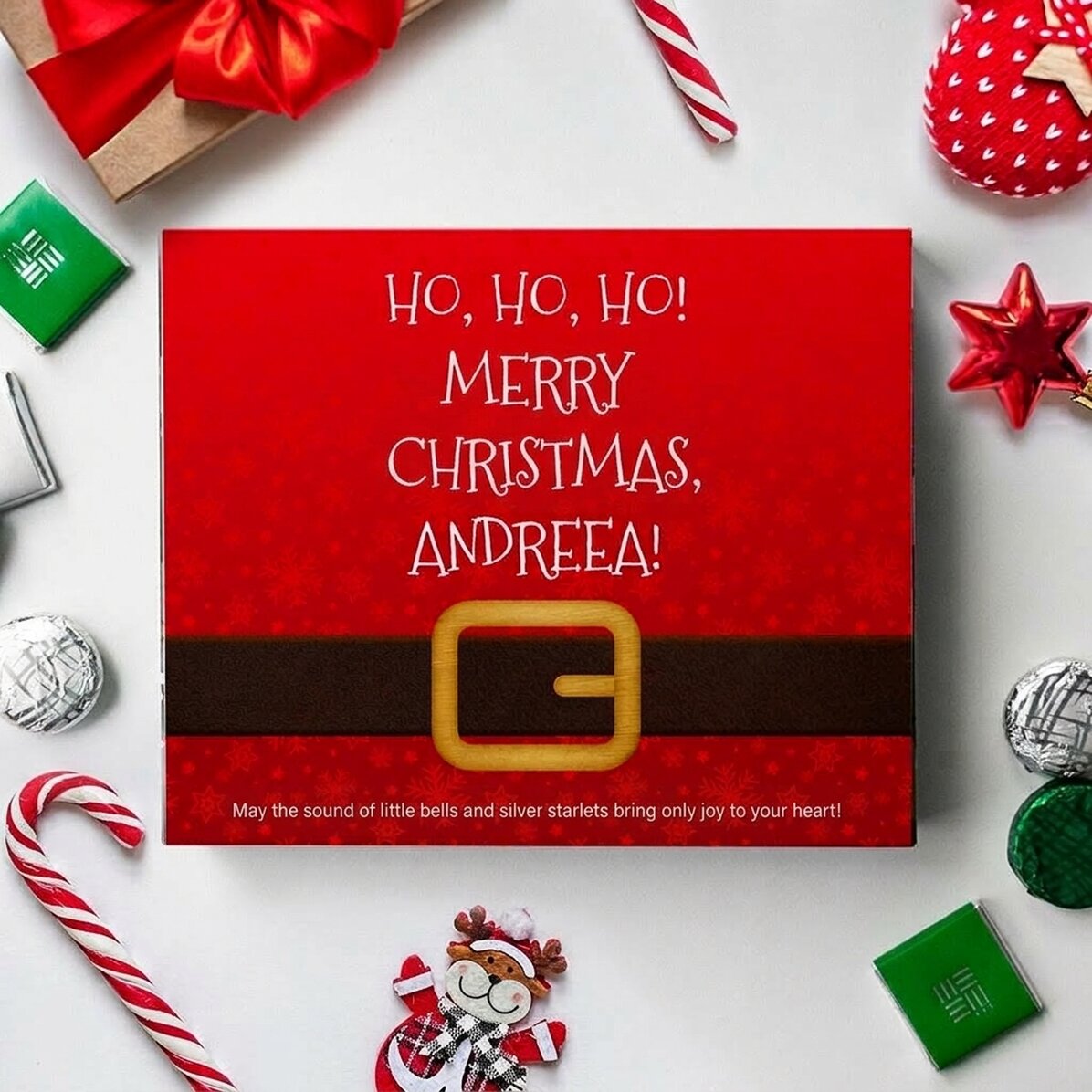 Krabička bonbónů s vlastním nápisem – Ho, ho, ho!