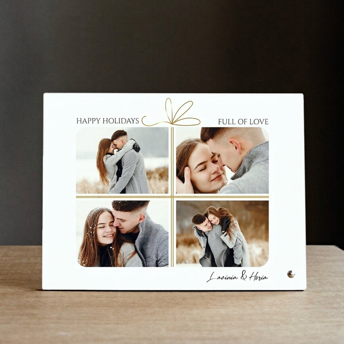 Personalizovaný stolní fotorámeček se 4 fotografiemi a textem – perfektní dárek