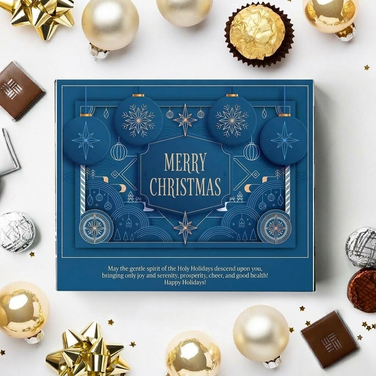 Krabička bonbónů s vlastním textem – Blue Christmas