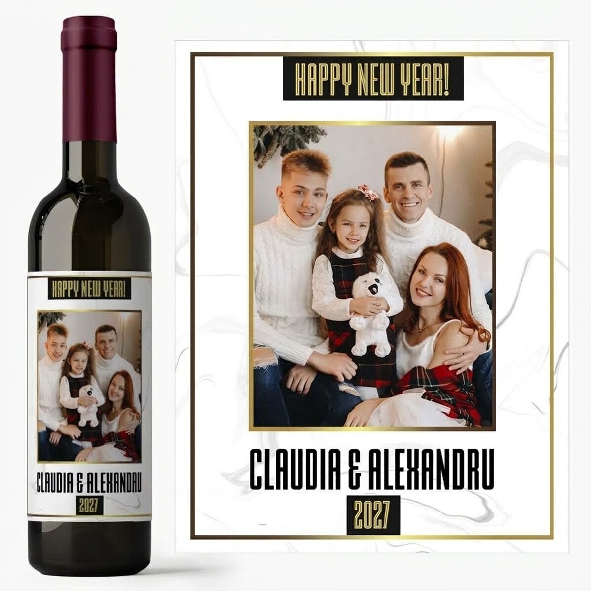 Personalizované víno s fotografií a textem – White Happy New Year