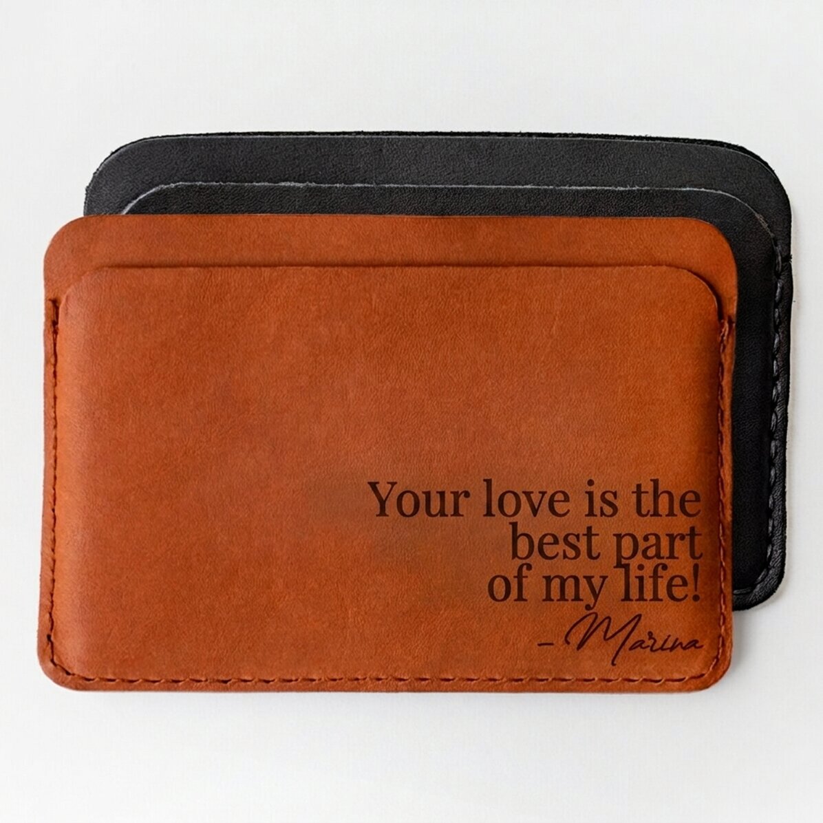 Kožená peněženka s osobním vzkazem a podpisem – Tvá láska