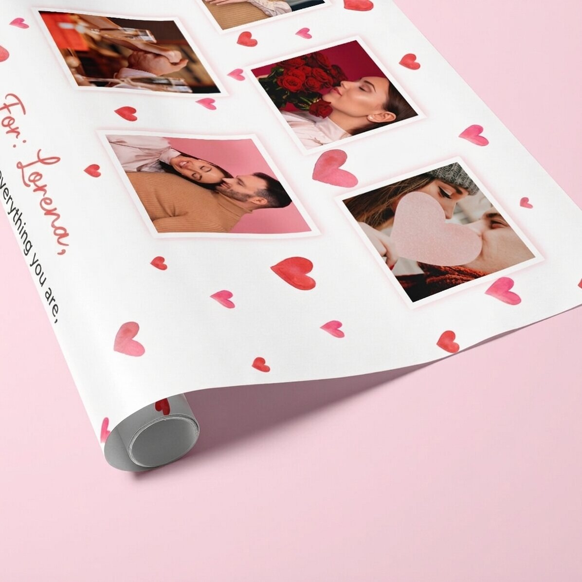 Personalizovaný balicí papír na dárky s 10 fotografiemi a vzkazem – Love