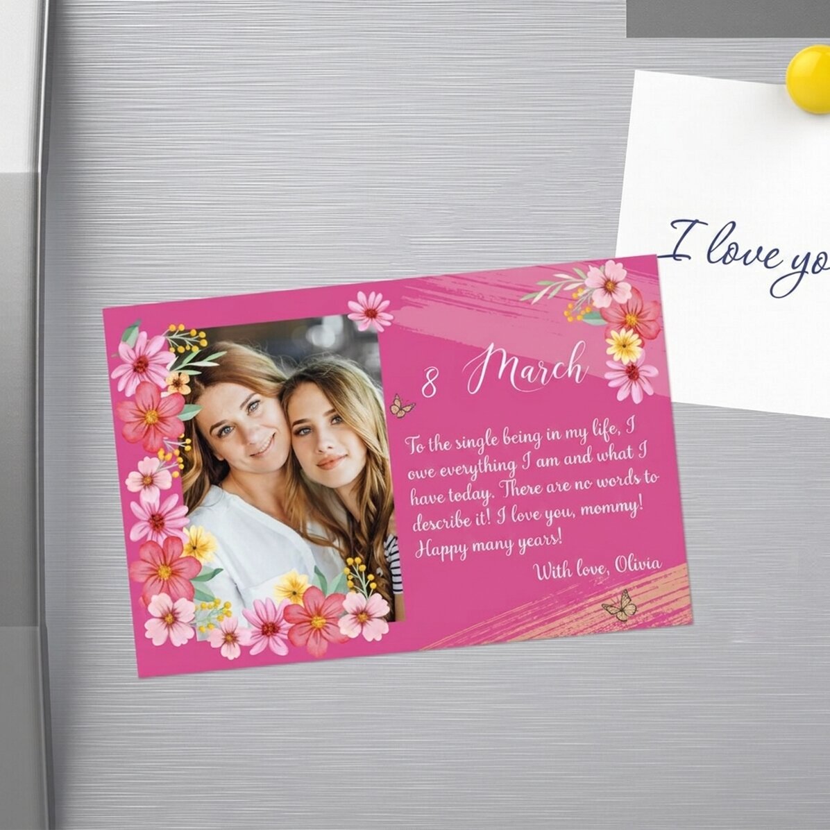 Magnet 15 × 10 cm s vlastní fotografií a textem – 8. března