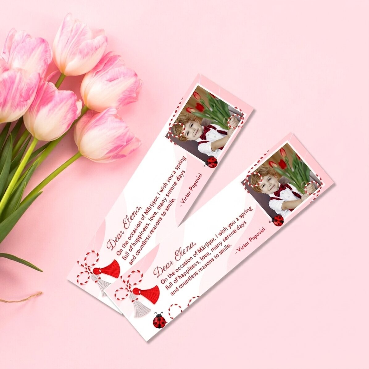 Personalizovaná záložka s fotografií a vzkazem