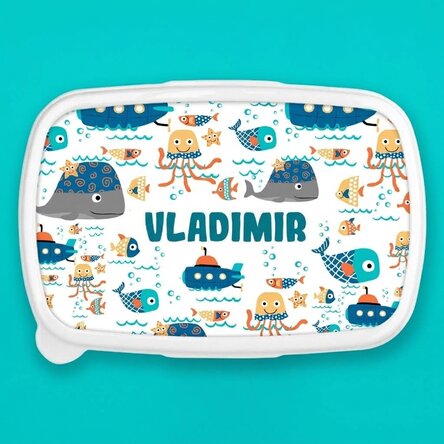 Krabička na oběd, personalizovaná miska s nápisem – Blue sea