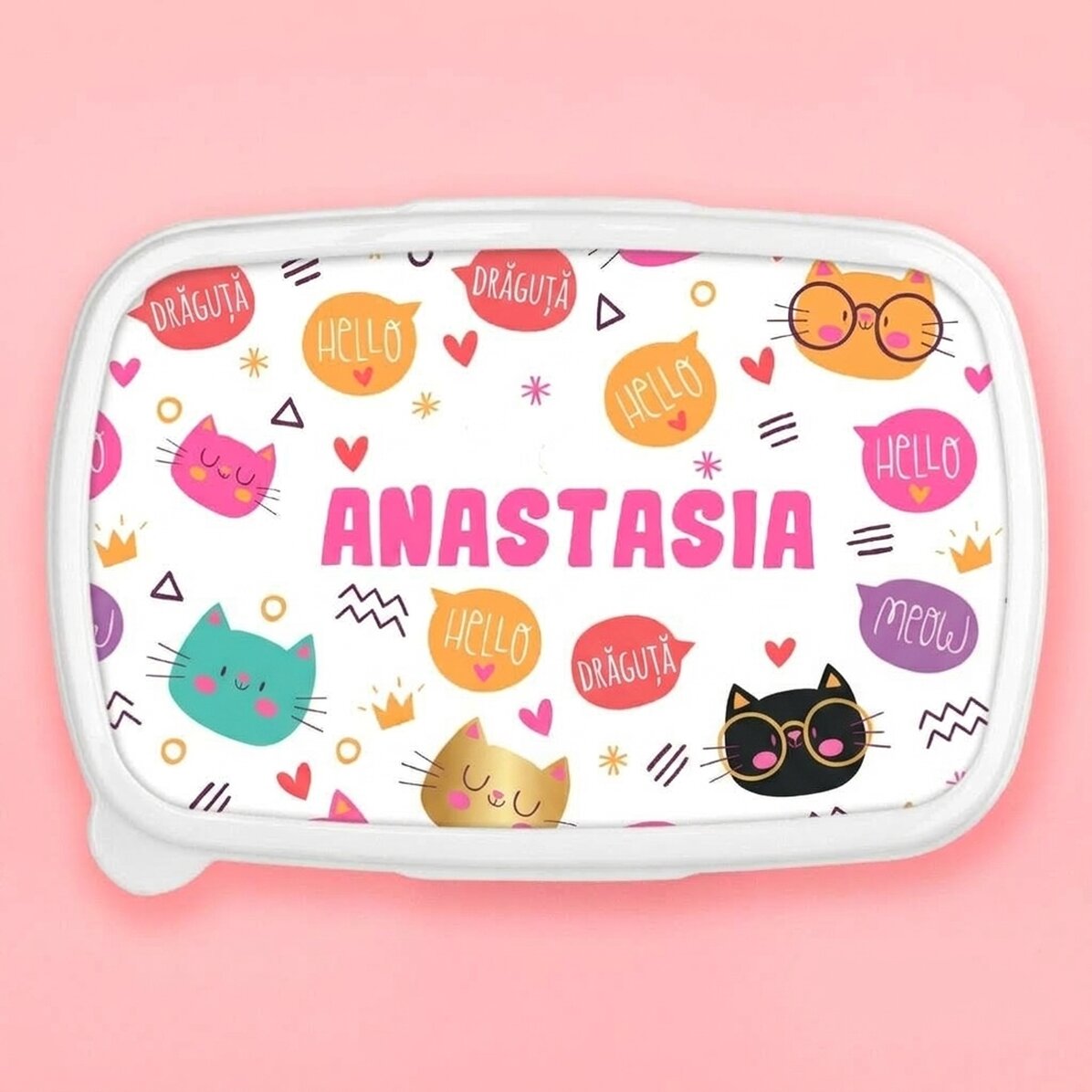 Krabička na oběd, personalizovaná miska se jménem – Hello cuties