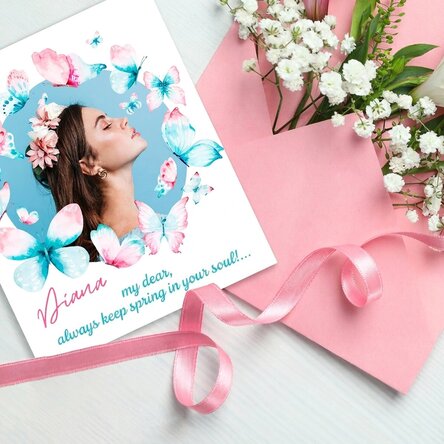 Personalizovaná fotografie 10 × 12 cm s textem – Motýli