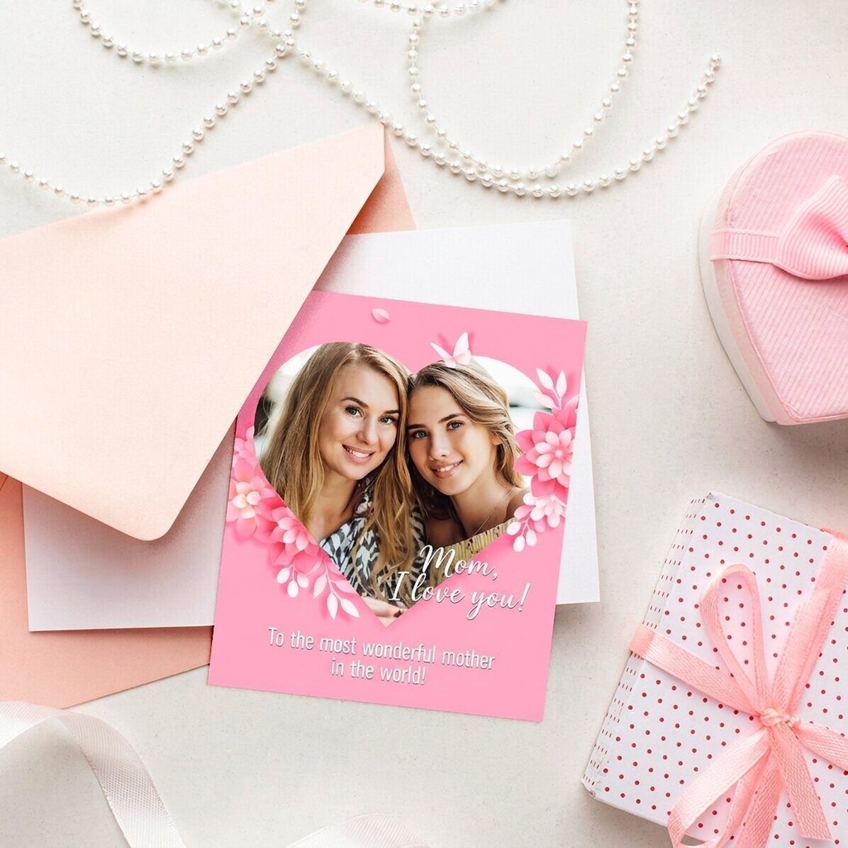 Personalizovaná fotografie o rozměrech 10 × 12 cm s textem a fotografií – Srdíčko