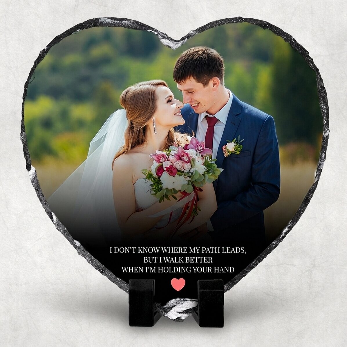 Břidlice ve tvaru srdce s vlastním vzkazem a fotografií – Heart