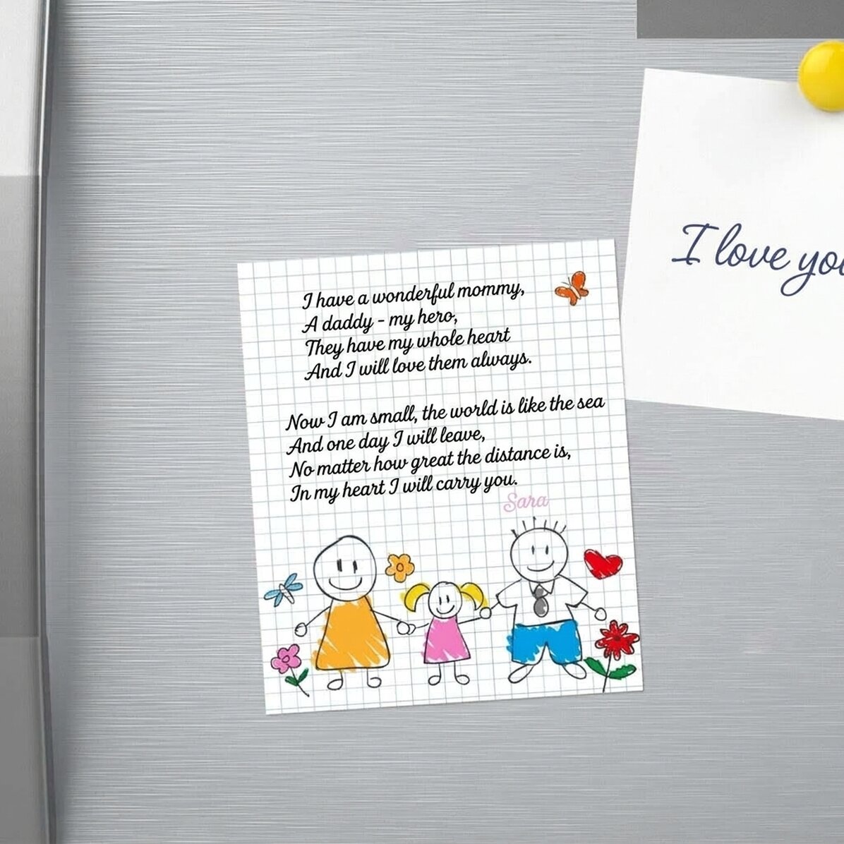 Magnet 10 × 12 cm s vlastním textem – báseň pro rodiče – Holčička