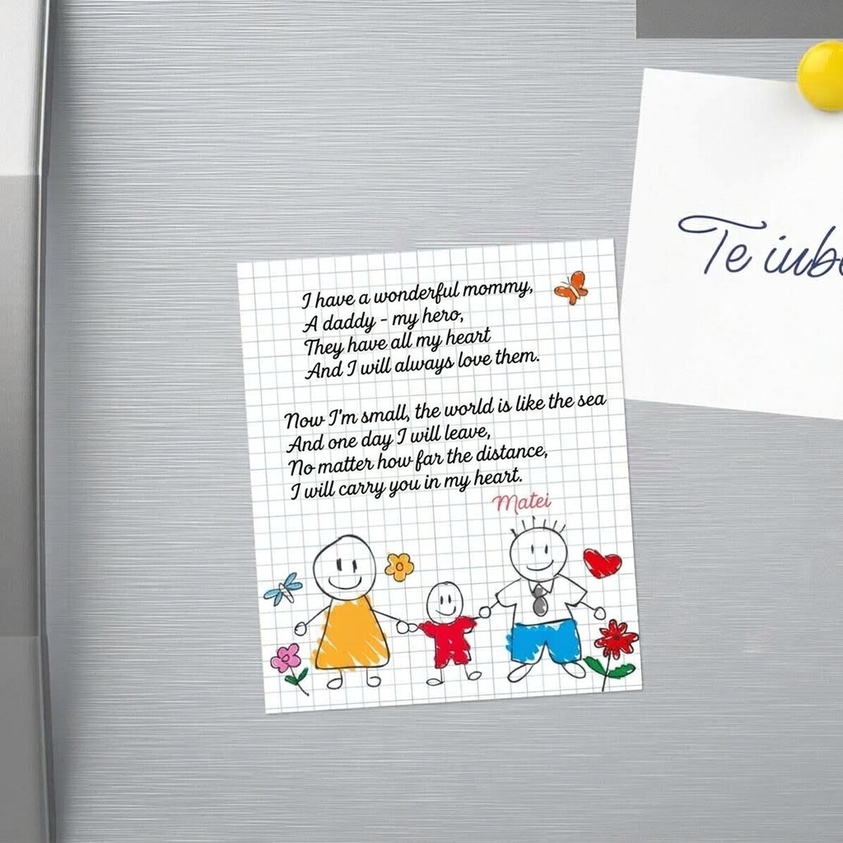 Magnet 10 × 12 cm s vlastním textem – báseň pro rodiče – Chlapeček