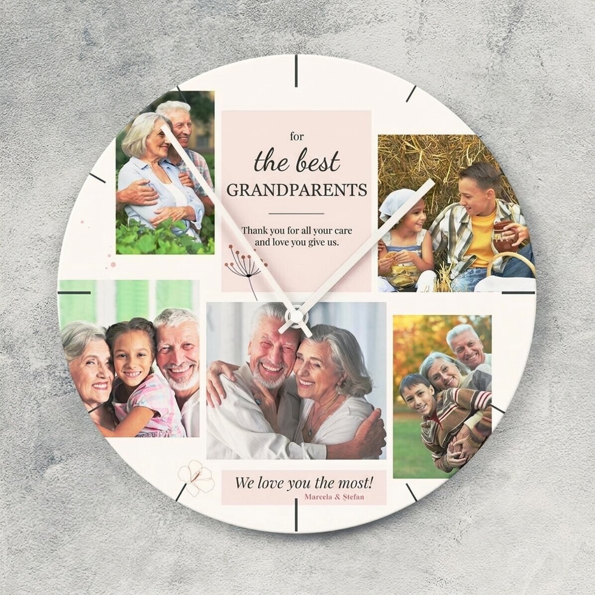 Personalizované hodiny s 5 fotografiemi – Nejlepší prarodiče