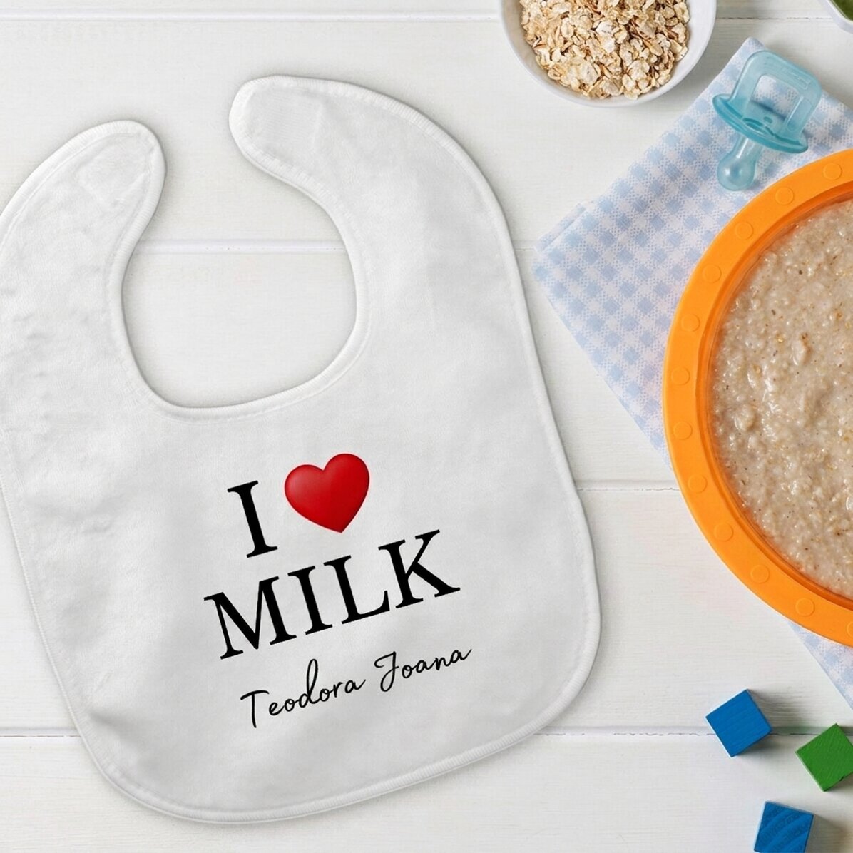 Osobně přizpůsobená bryndáčka s nápisem – I love