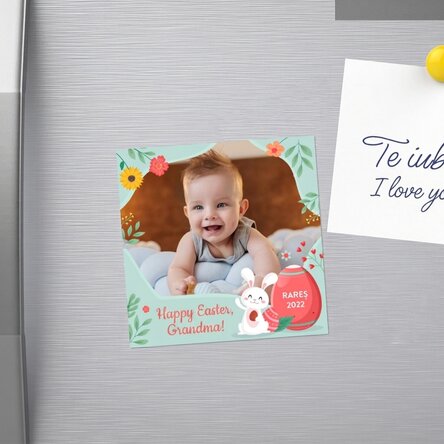 Magnet 10x10 s vlastní fotografií a textem – Veselé Velikonoce