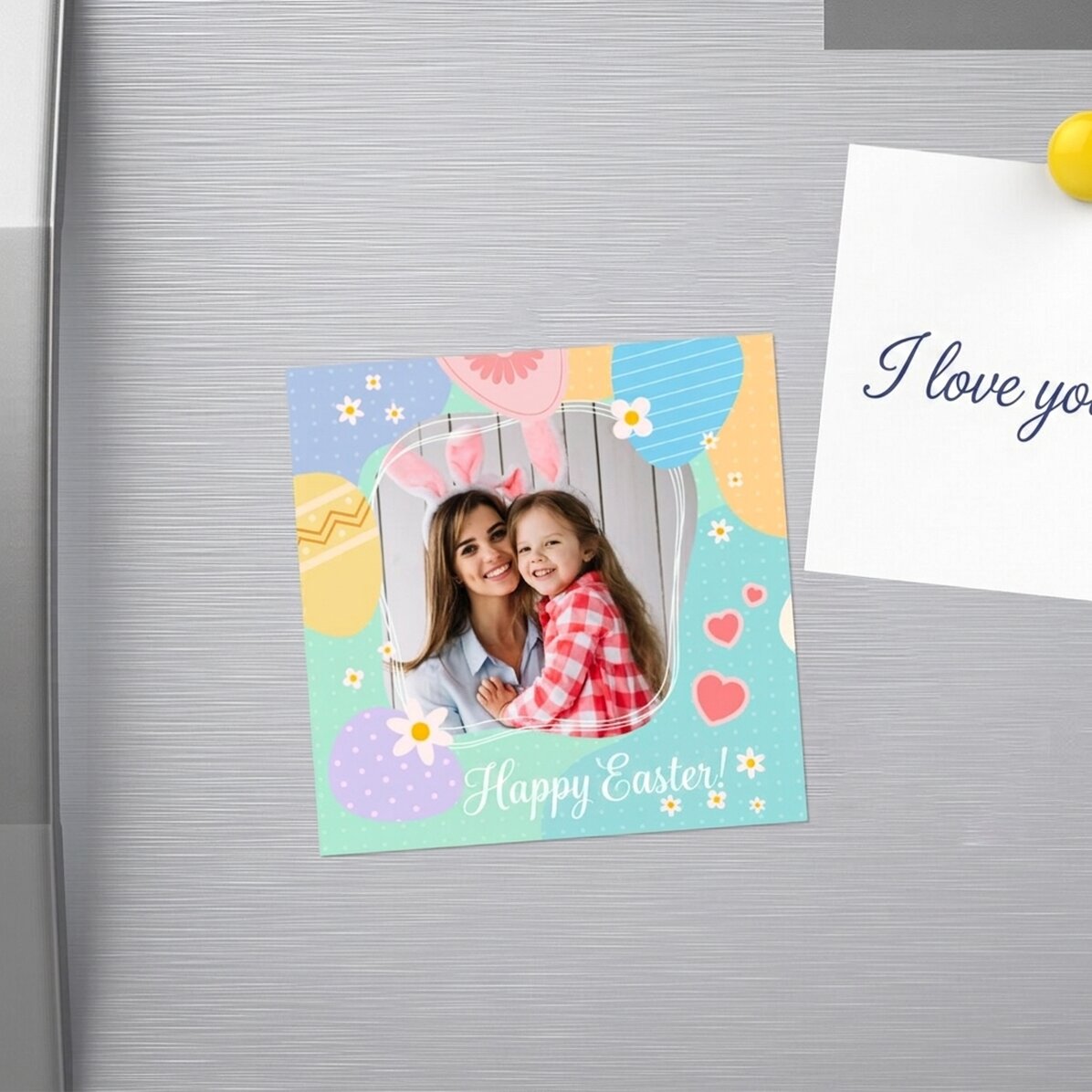 Magnet 10x10 s vlastní fotografií a textem – Veselé Velikonoce