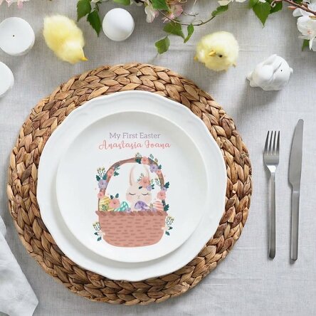 Personalised plate with text for children - Bunny