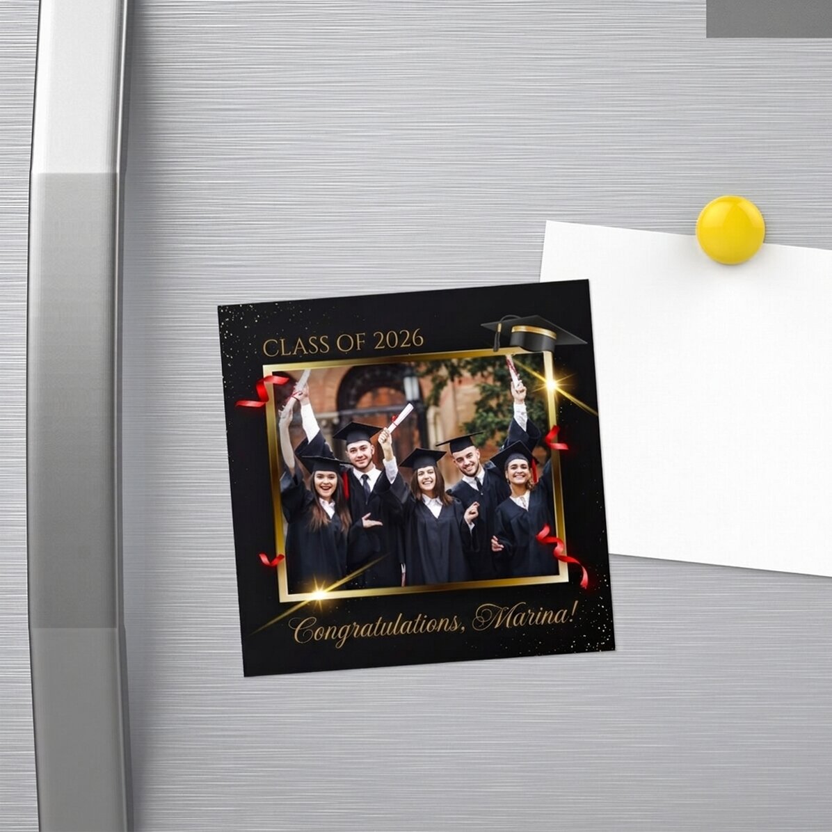 Magnet 10x10 s vlastní fotografií a textem – Promoce