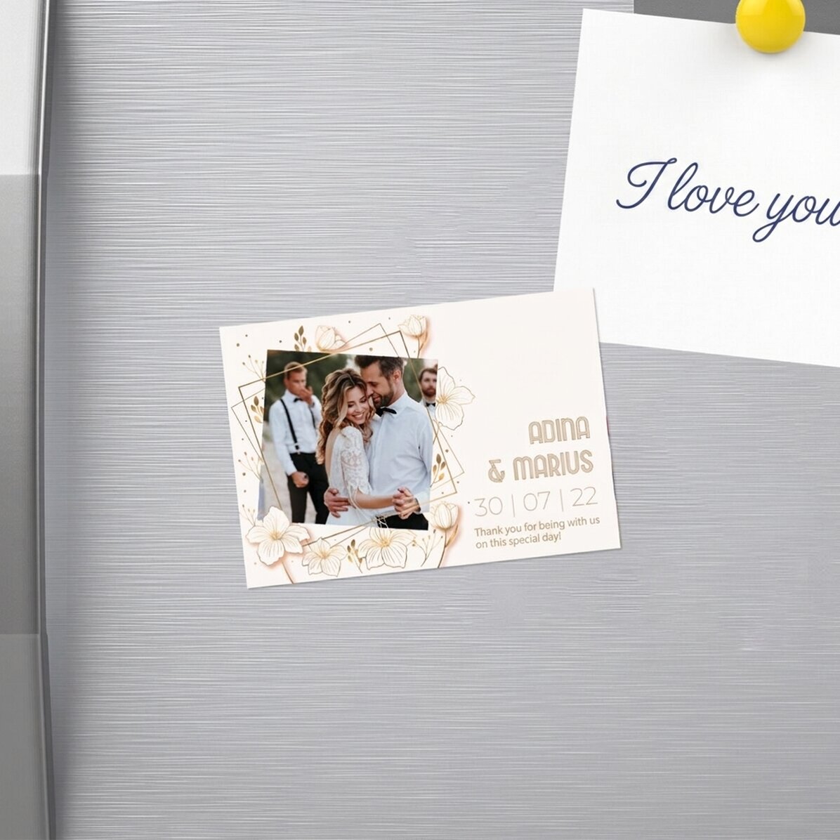 Magnet 10 × 7 cm s vlastní fotografií a textem – svatební dárek pro hosty