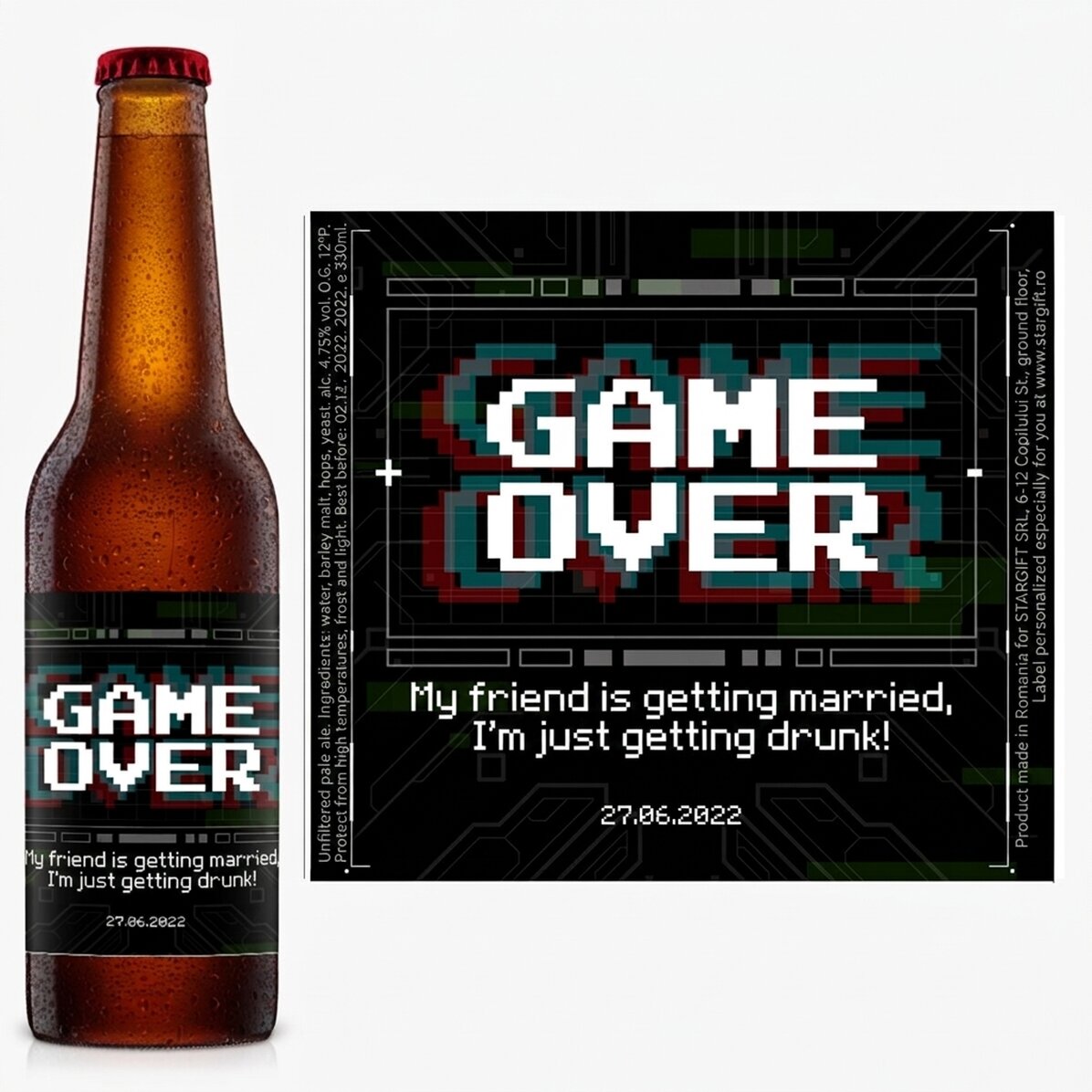 Pivo s vlastním textem – Game Over