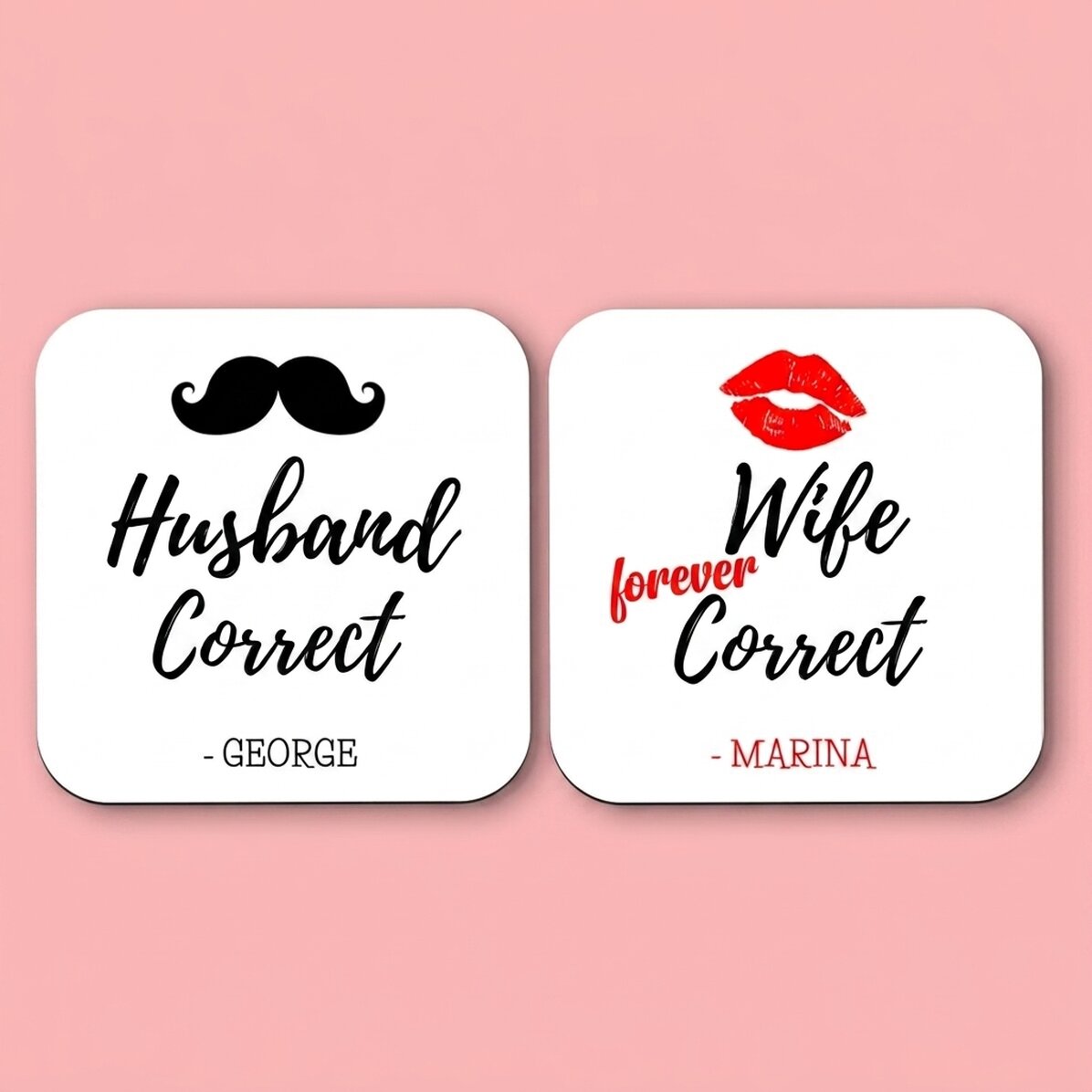 Sada 2 podtácků s vlastním textem – Mr and Mrs Right