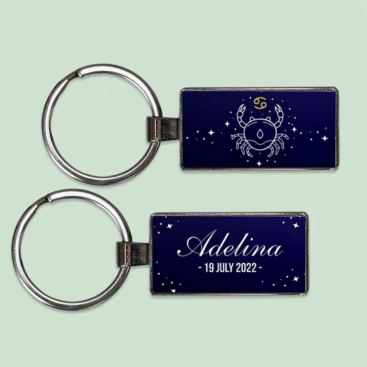 Personalised keyring with text and zodiac sign - Cancer