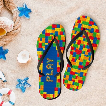 Personalised flip-flops with name - Lego