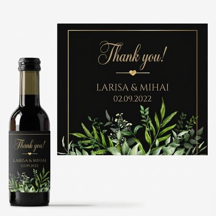 Mini bottle of wine personalised with text - Thank you