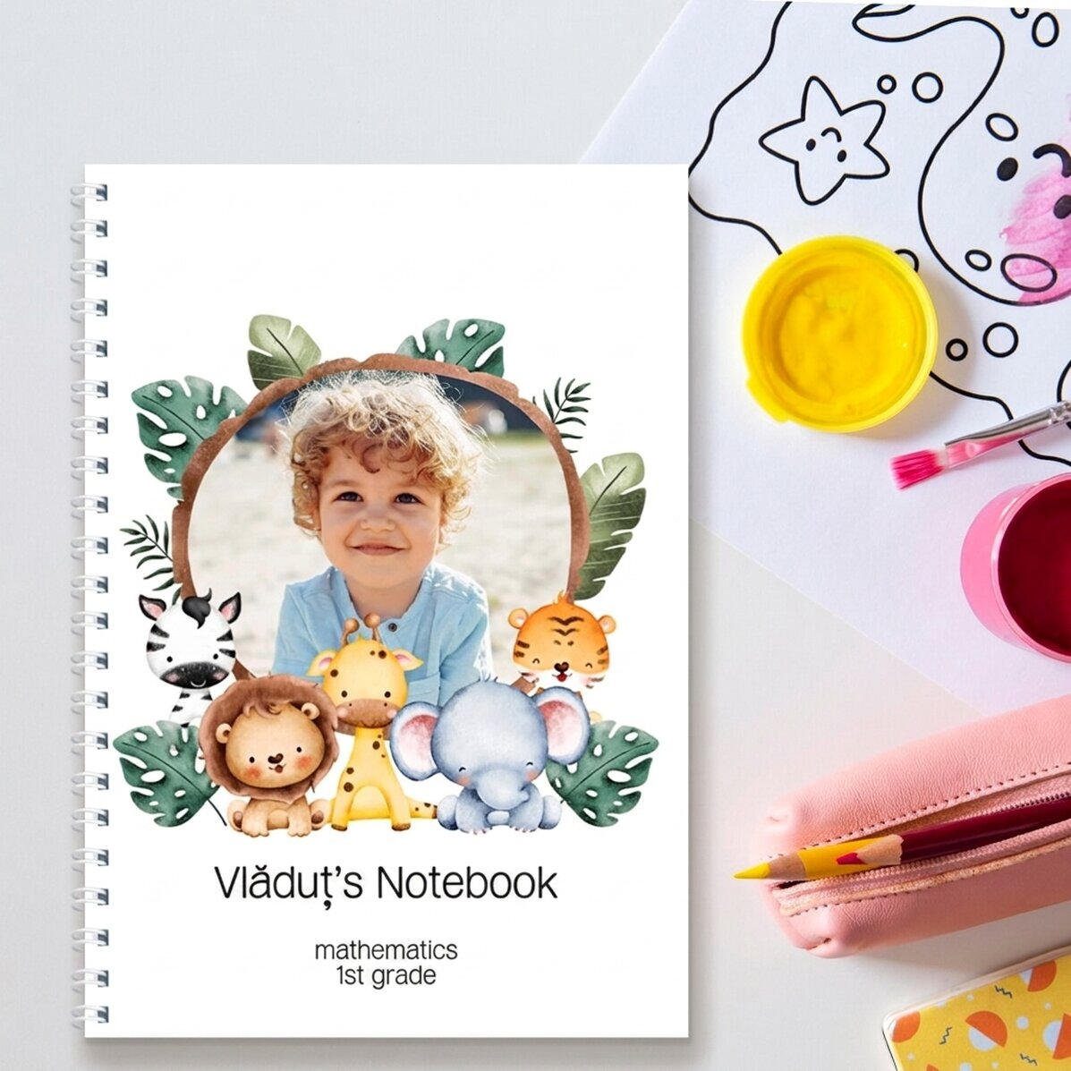 Notebook s vlastní fotografií a textem – Zvířátka