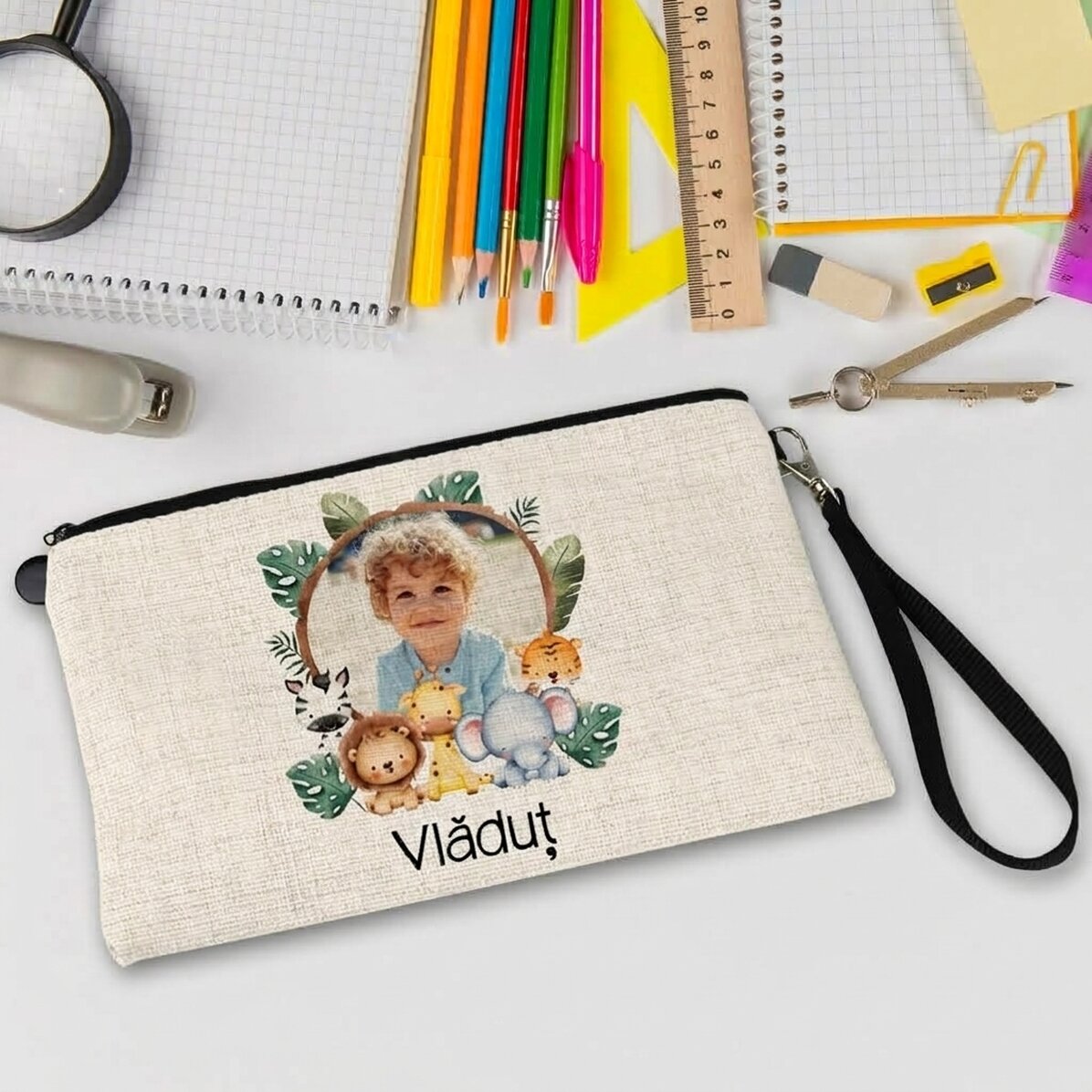 Personalizovaná školní sada s fotografií a textem – Zvířátka
