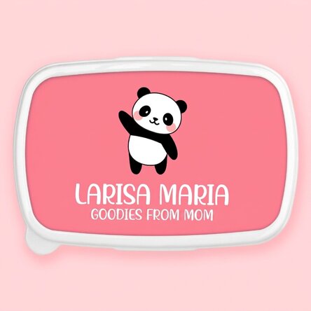 Lunch box, customised with text and coloured background - Panda