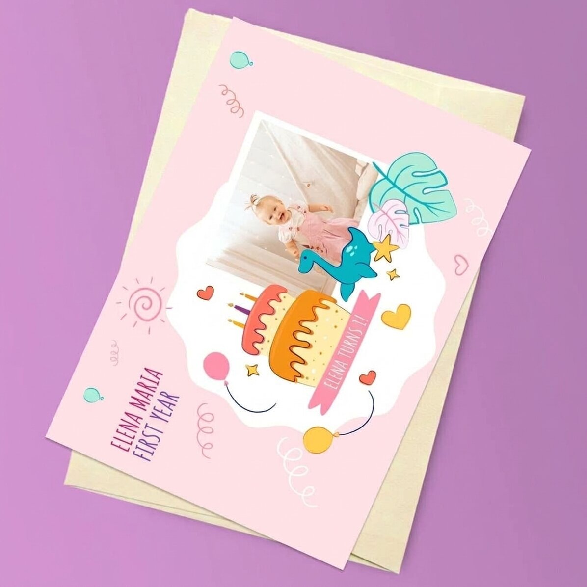 Personalizované magnetické přání s fotografií k narozeninám vašeho dítěte