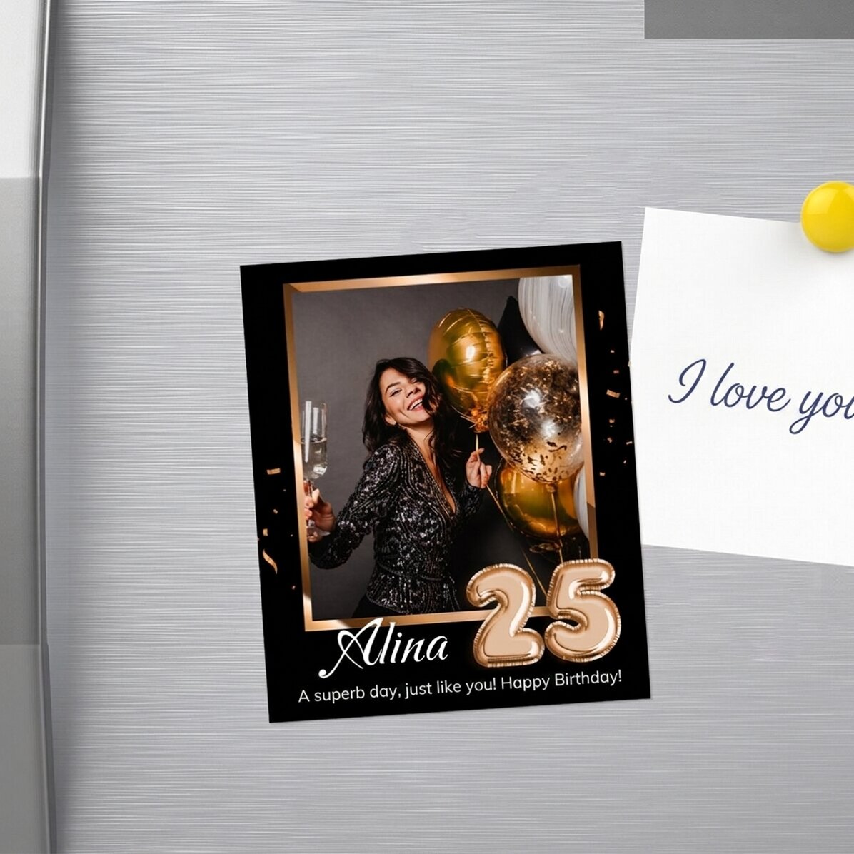 Magnet 10 x 12 cm s vlastní fotografií a číslem – Všechno nejlepší k narozeninám!