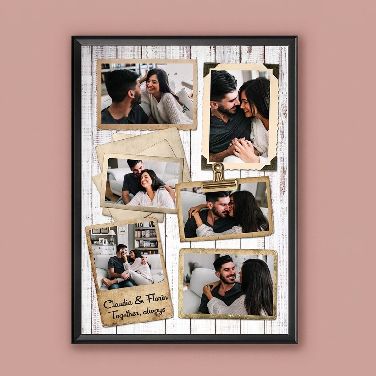 Personalizovaný obraz se 6 fotografiemi ve vintage stylu